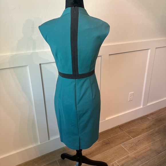 Michael Antonio Blue and Black Sheath Midi Dress V-Neck Sleeveless - Picture 2 of 6